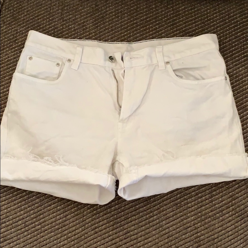 White Distressed Jean Shorts